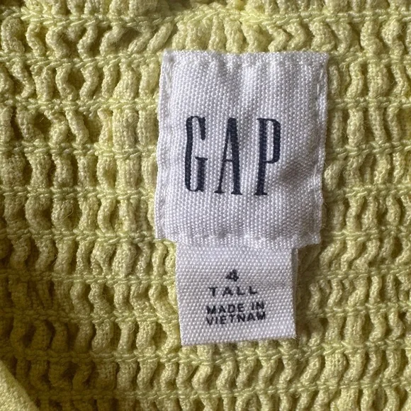 Gap Linen Cotton Blend Cottagecore Yellow Midi A Line Short Sleeve Dress 4 Tall - Picture 11 of 12